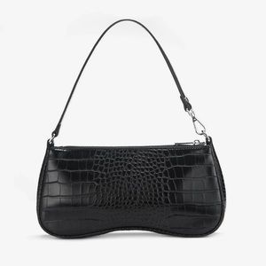 JW Pei Eva Black Croc Shoulder Bag with silver chain